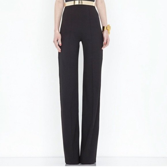 AQ/AQ Laurent High Waisted Wide Leg Trouser Pants Women’s 10 Black Pin Tuck - Picture 1 of 13
